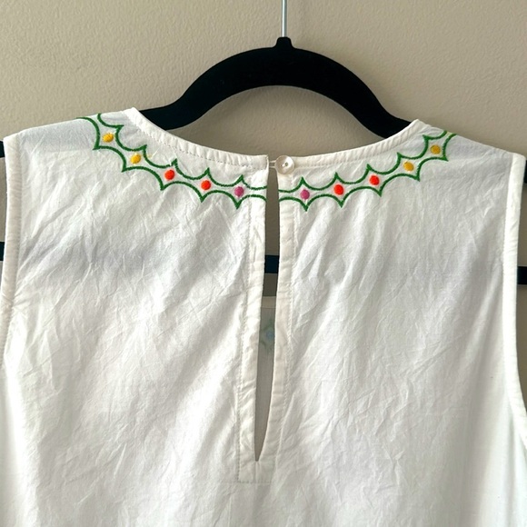 Roller Rabbit White Embroidered Mini Dress Sz Small Preppy Coastal Tropical Chic - Picture 8 of 10